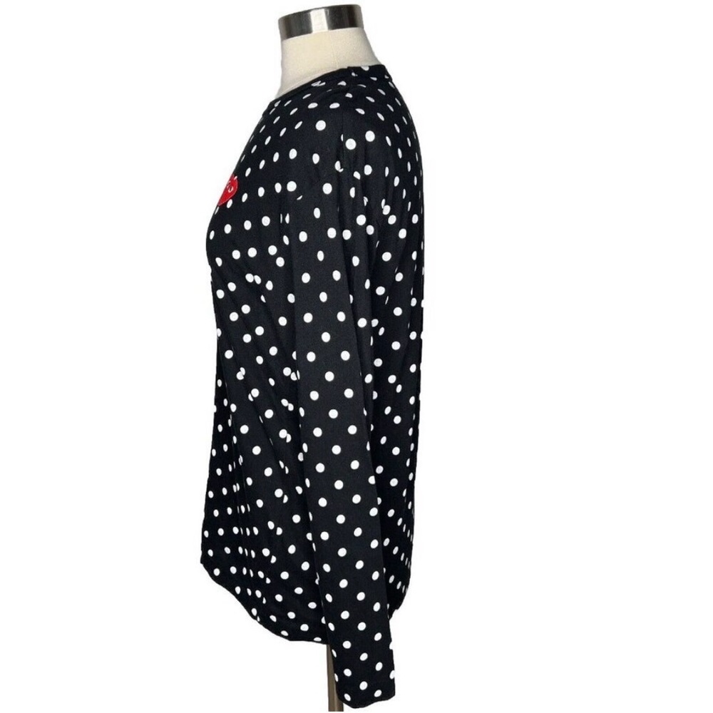 Comme Des Garcons Shirt L Womens Play Black Polka Dot Heart Long Sleeves Cotton - Picture 3 of 6